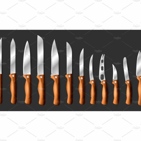 Knives vector butcher meat knife set cover image.