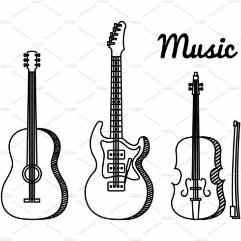 set of art guitars and violin cover image.