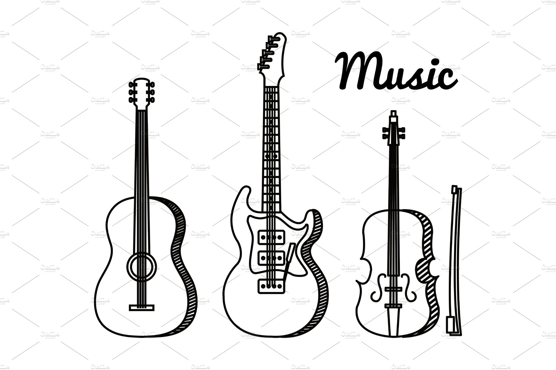 set of art guitars and violin cover image.