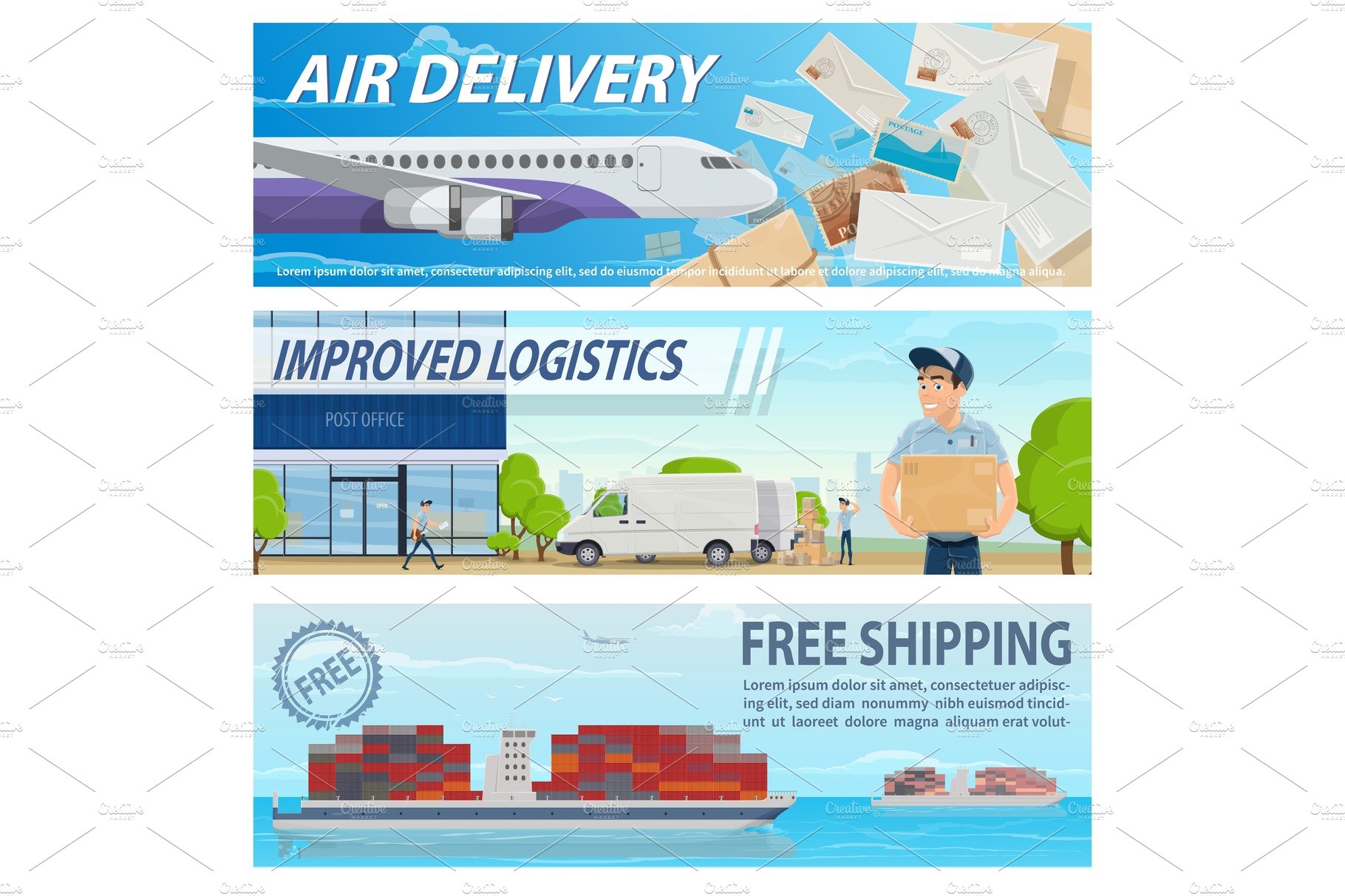 Post mail delivery, shipping service cover image.