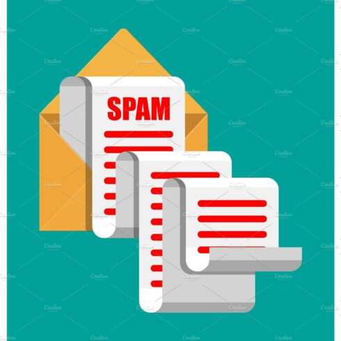 Yellow paper enevelope and spam mail cover image.