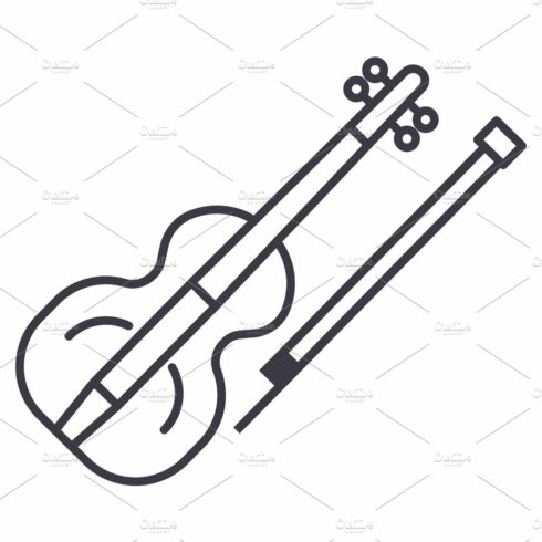 violin vector line icon, sign, illustration on background, editable strokes cover image.