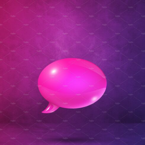Pink speech bubble on purple vertical background cover image.