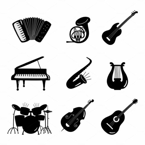 Black and white vector music cover image.