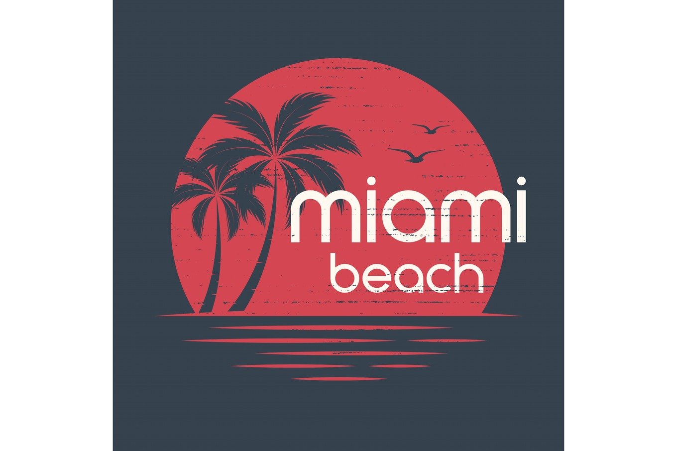 Miami sunset. T-shirt and apparel vector design, print, typograp cover image.