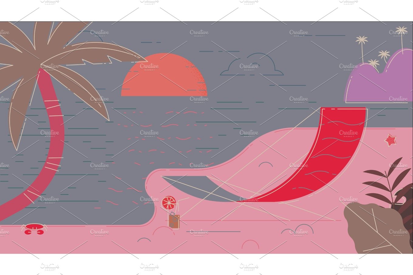 Beach Summer Vector Illustration cover image.