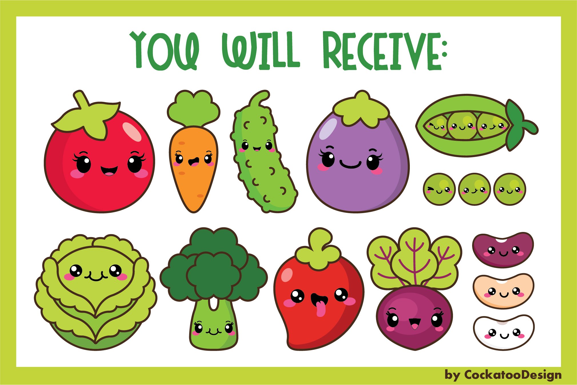 Kawaii veggies preview image.