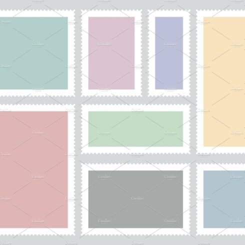 Blank postage stamps, post card. cover image.
