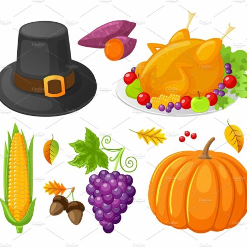 Pumpkin Thanksgiving Day Corn Icons cover image.