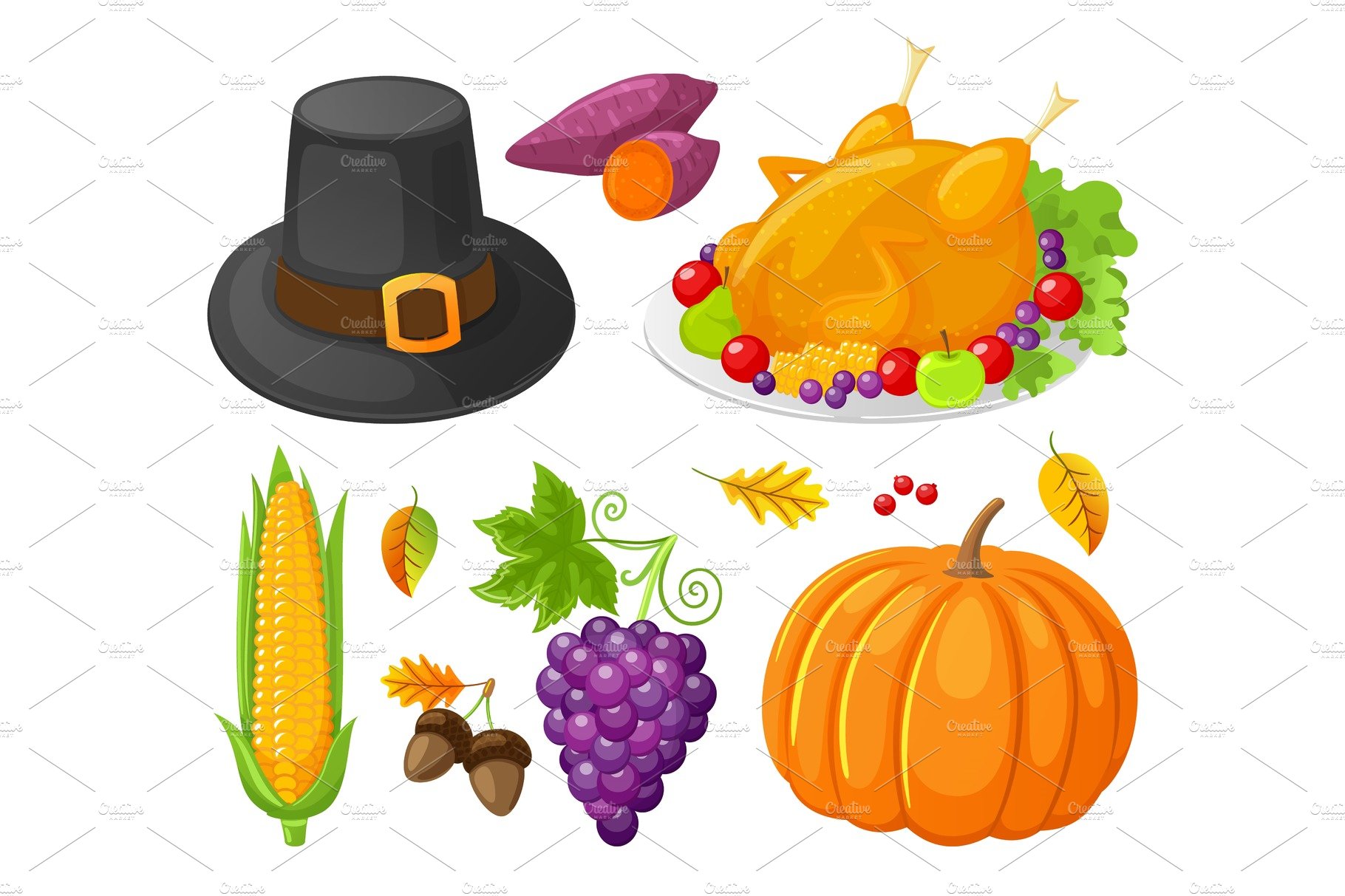 Pumpkin Thanksgiving Day Corn Icons cover image.