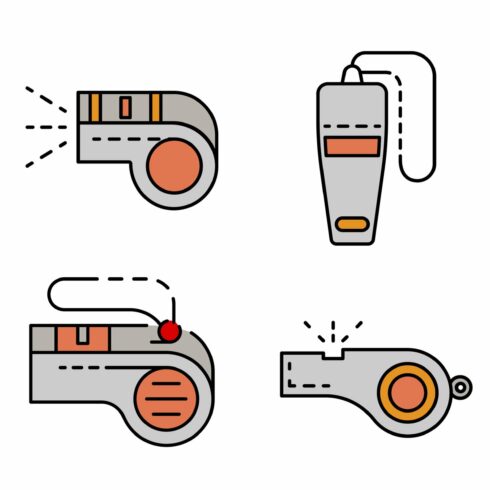 Whistle icon set line color vector cover image.