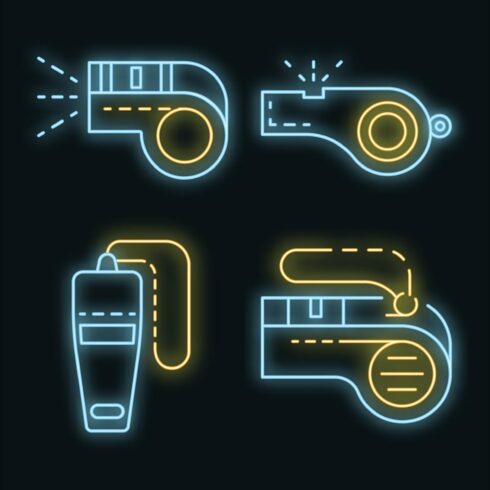 Whistle icon set vector neon cover image.