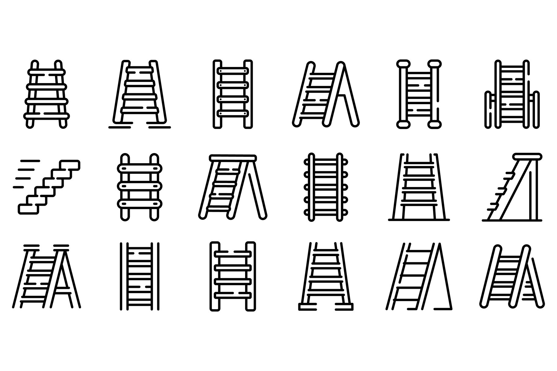 Step ladder icons set, outline style cover image.