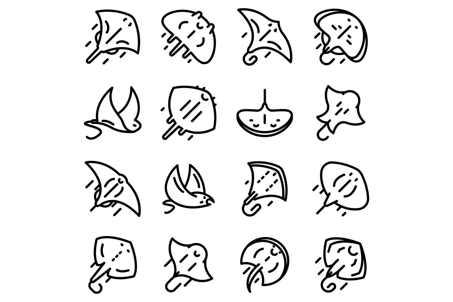 Stingray icons set, outline style cover image.