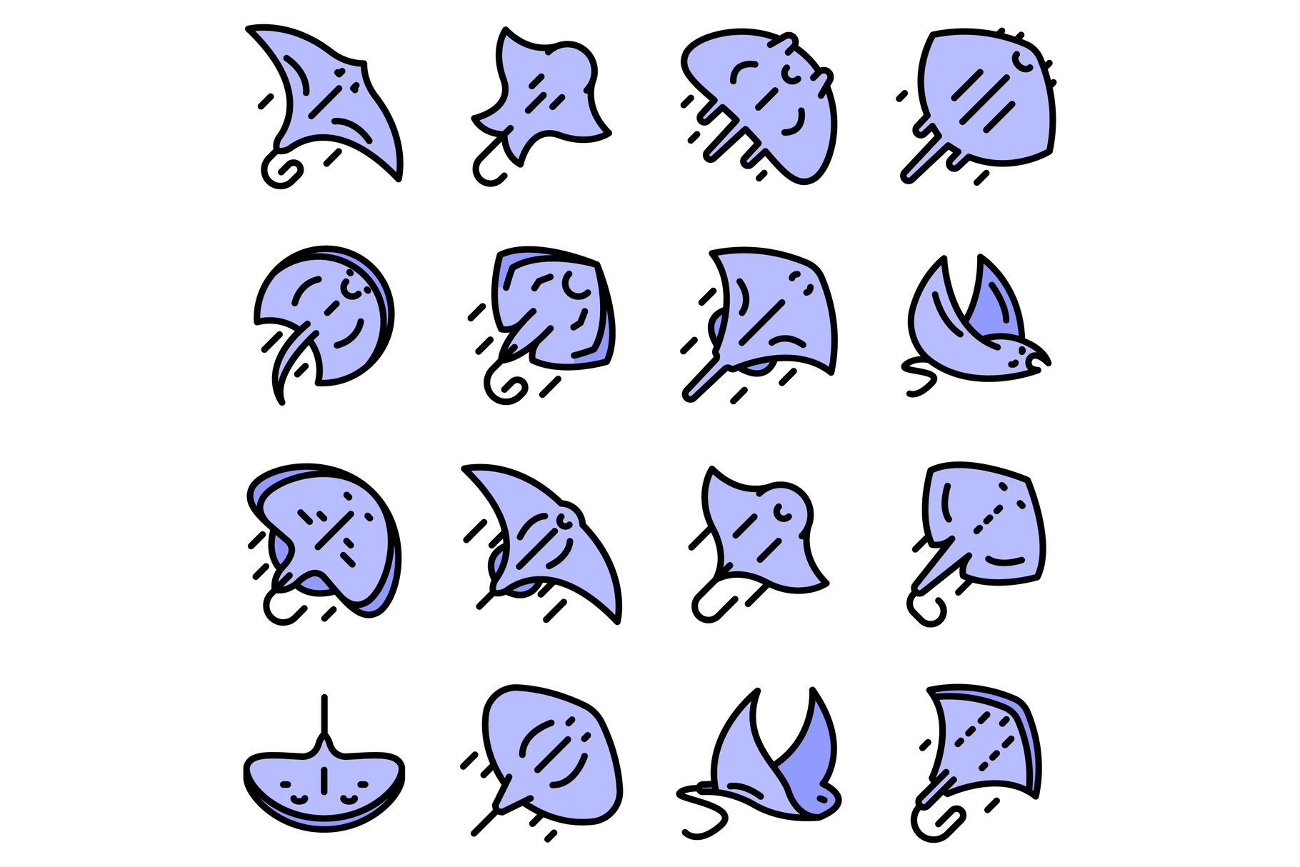 Stingray icons set vector flat cover image.