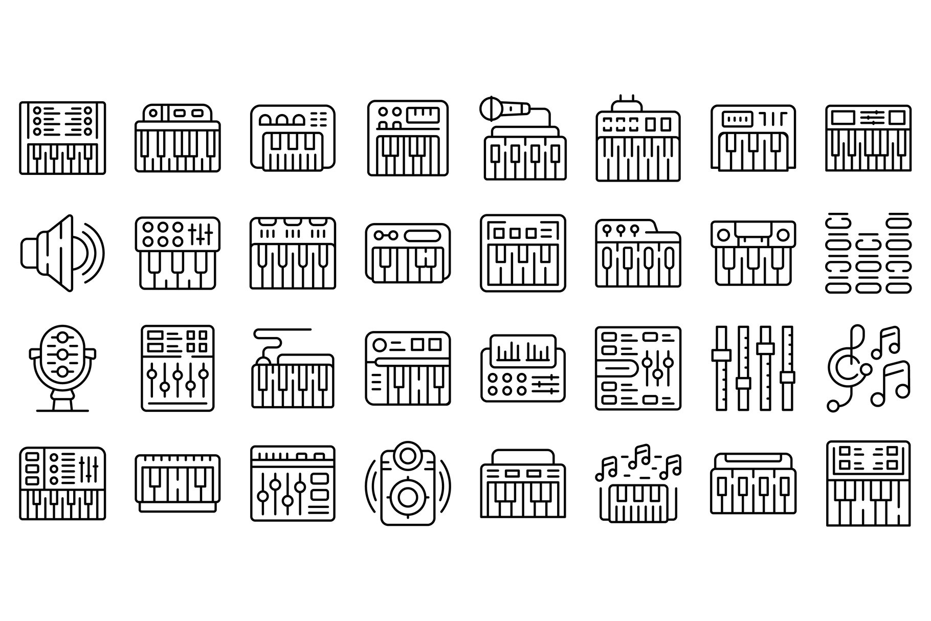 Synthesizer icon outline vector. cover image.