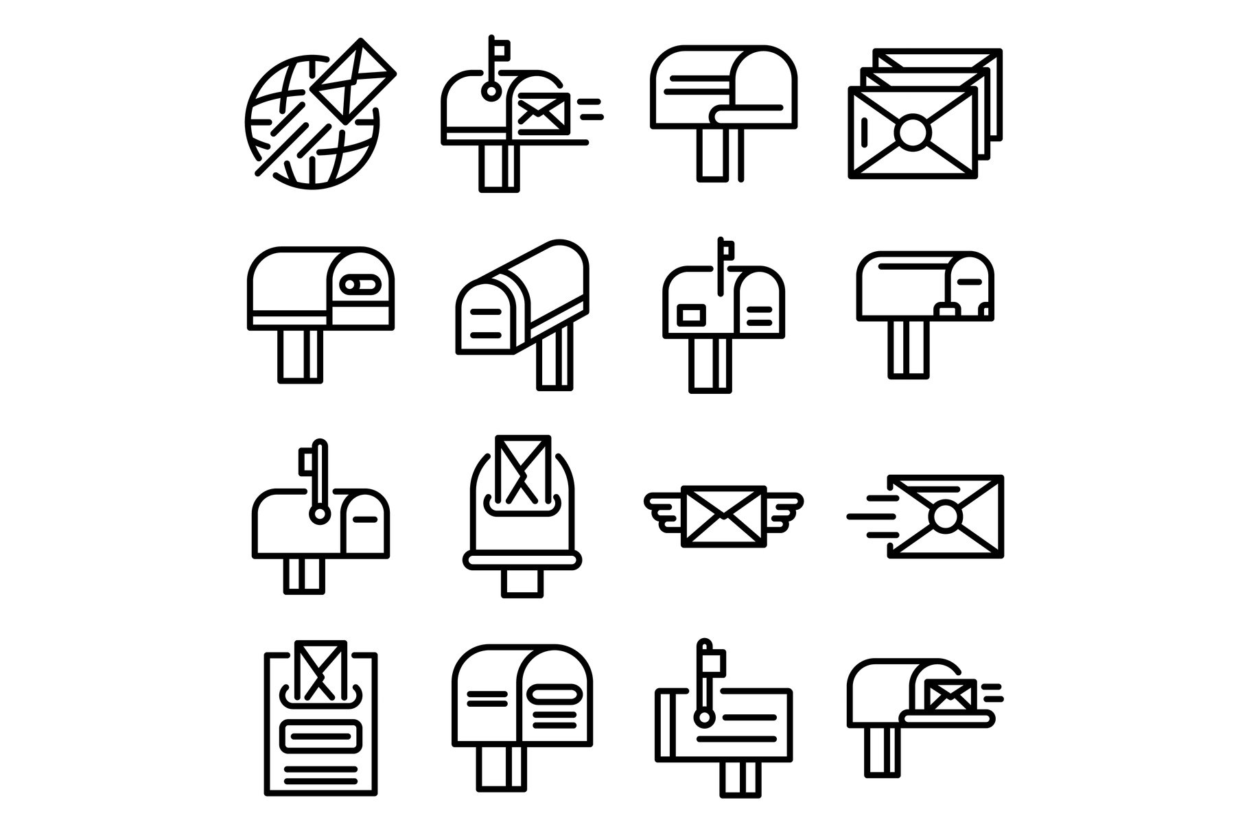 Mailbox icons set, outline style cover image.