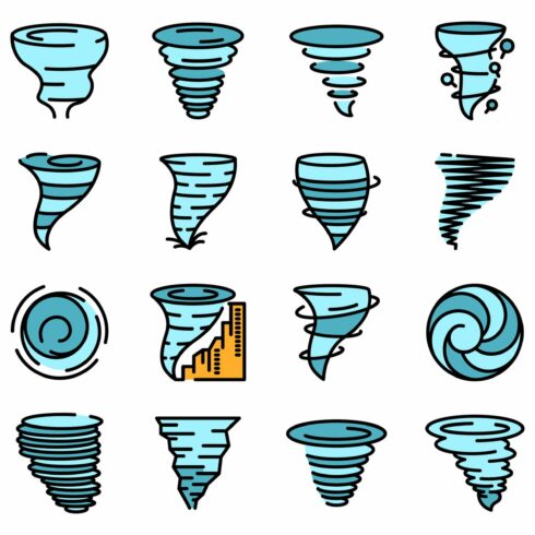 Tornado icons vector flat cover image.