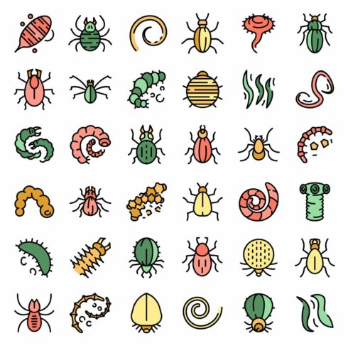 Parasite icons set vector flat cover image.