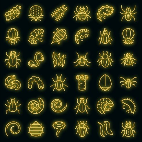 Parasite icons set vector neon cover image.