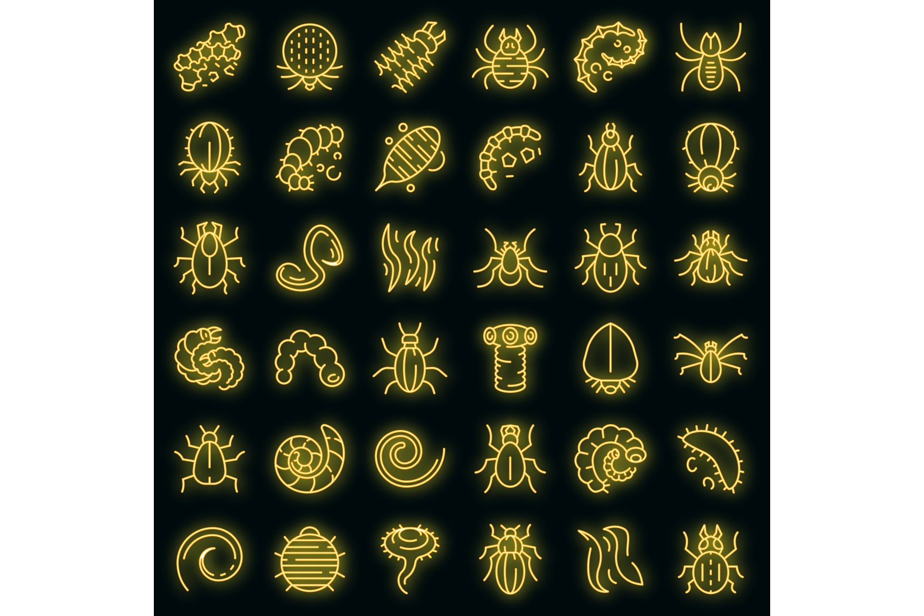 Parasite icons set vector neon cover image.