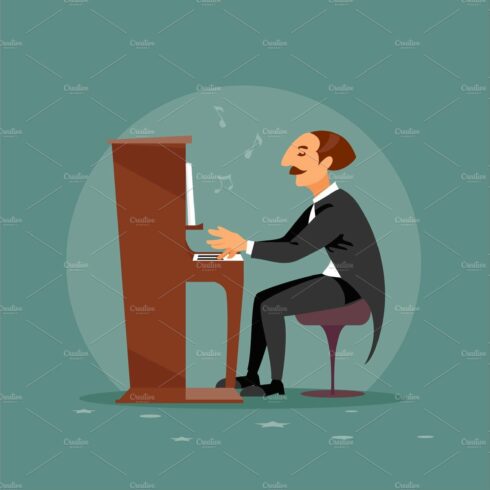 Male pianist vector cover image.
