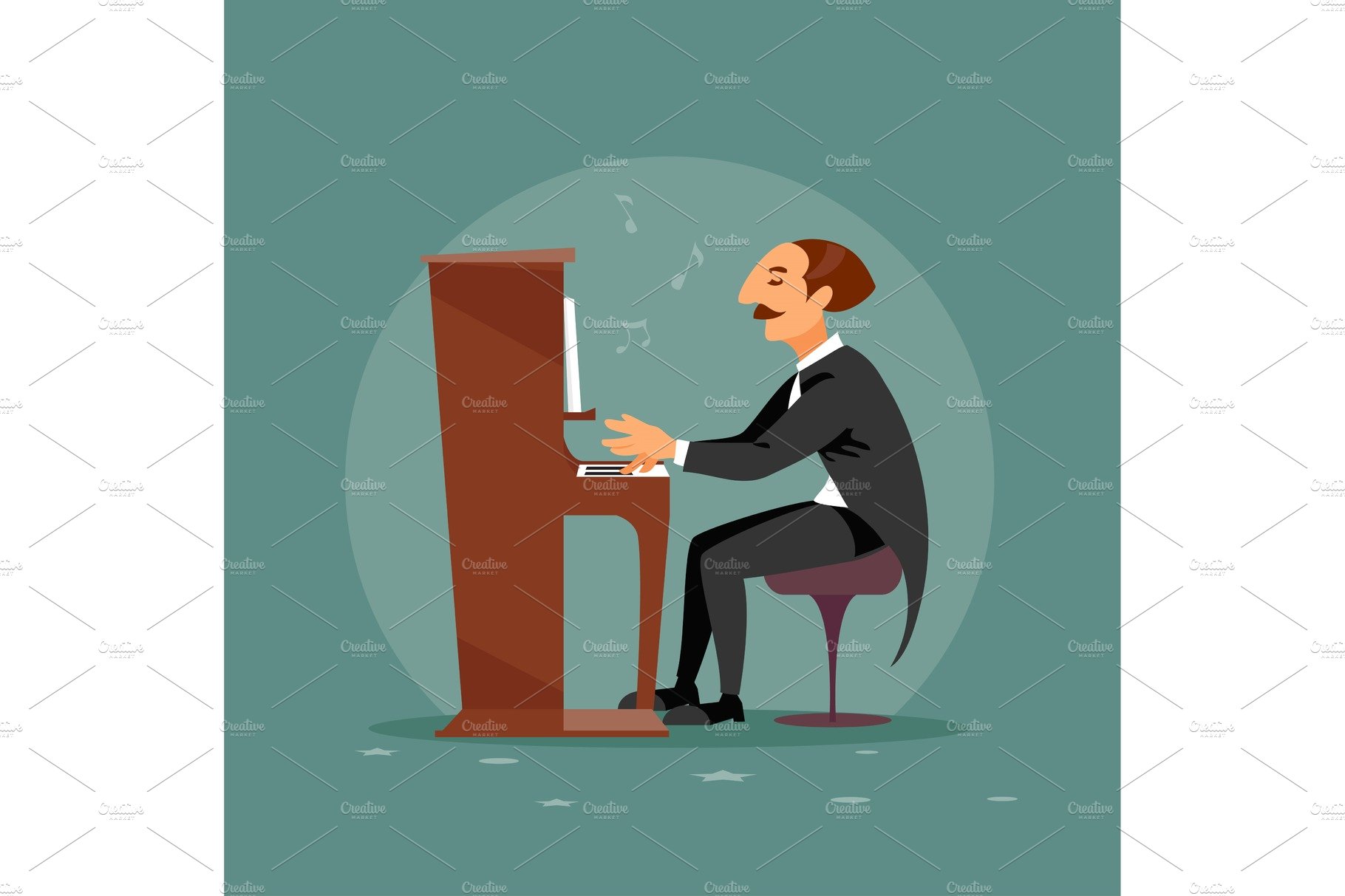 Male pianist vector cover image.