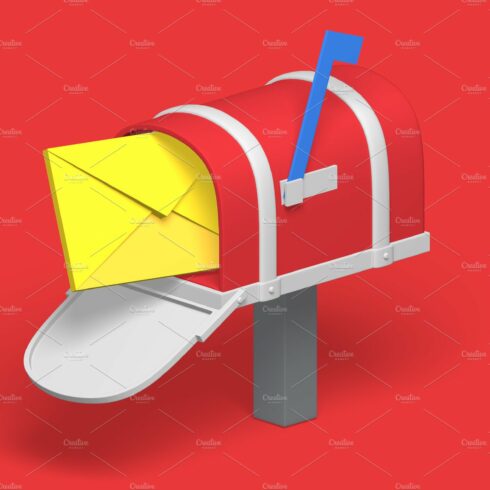 3d render classic mailbox with cover image.