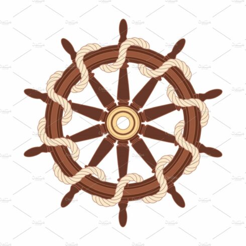 vector outline boat rope handwheel cover image.
