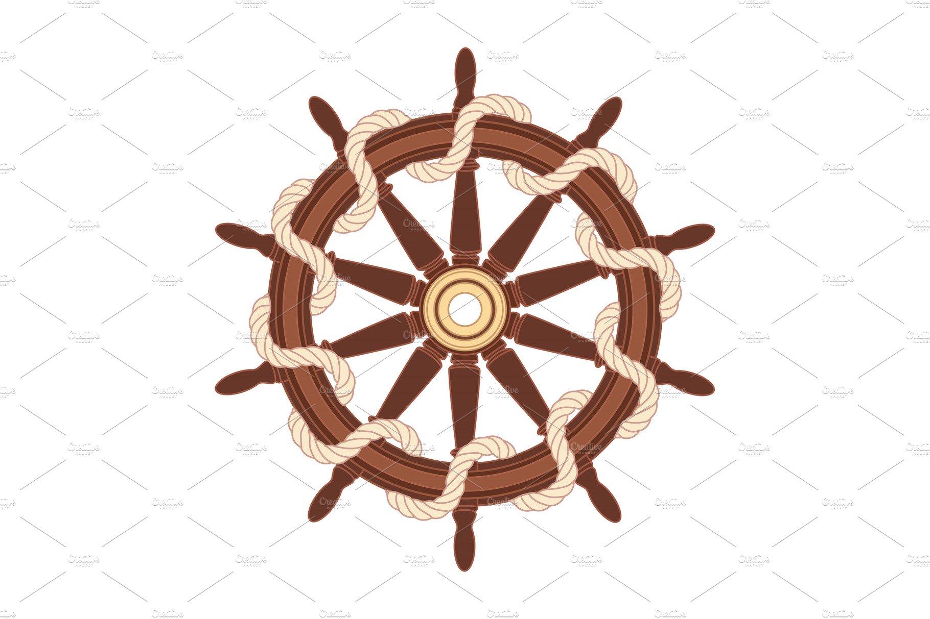 vector outline boat rope handwheel cover image.