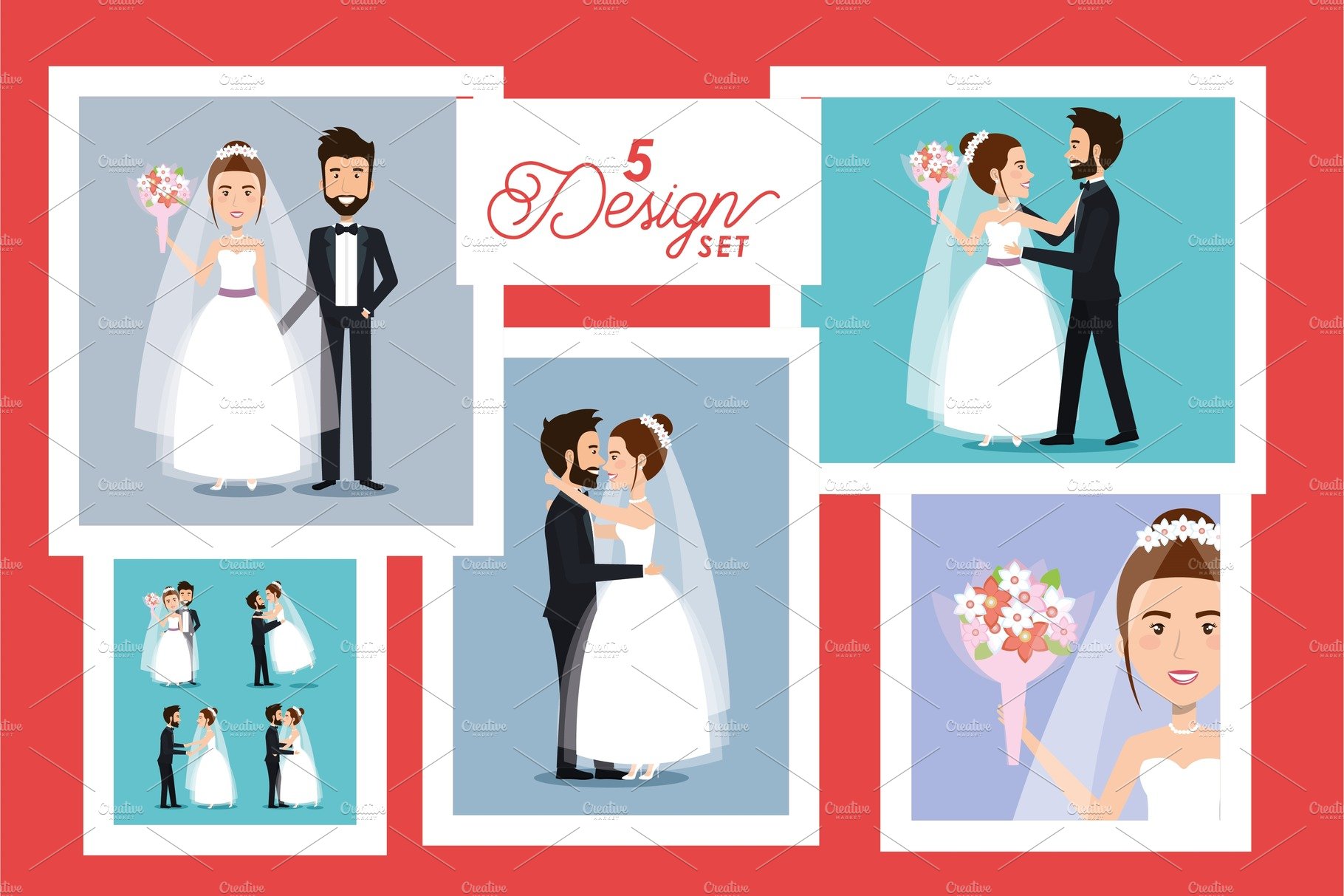 five designs of couples married cover image.