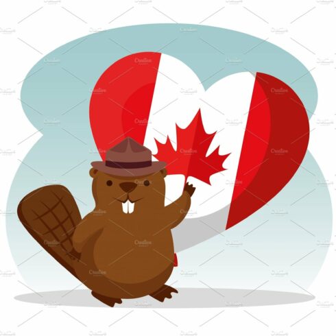 beaver with canada heart flag with cover image.