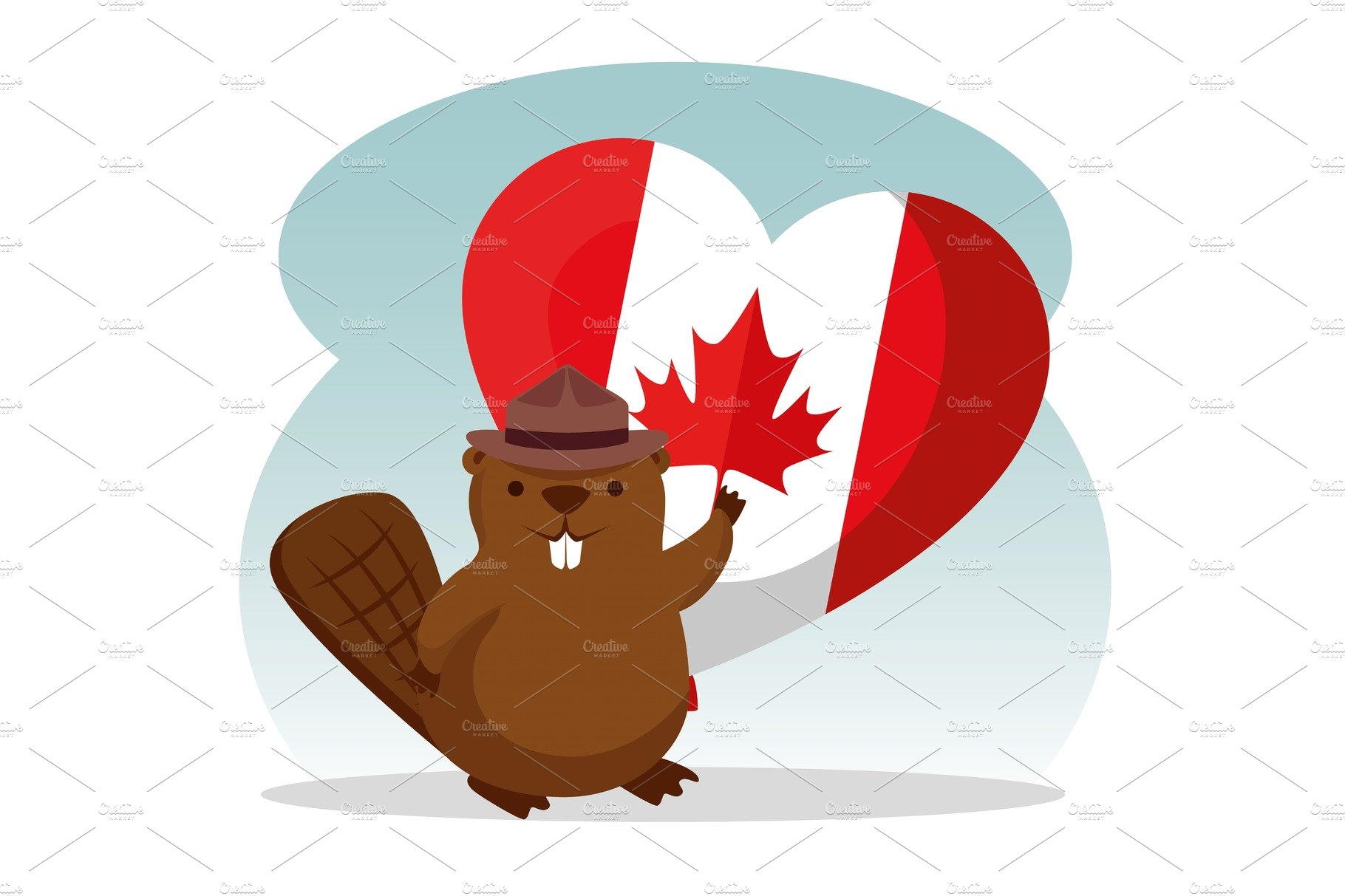 beaver with canada heart flag with cover image.