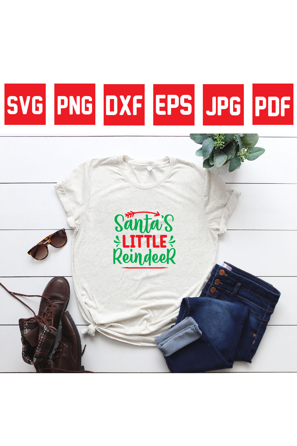 Santa’s Little Reindeer pinterest preview image.