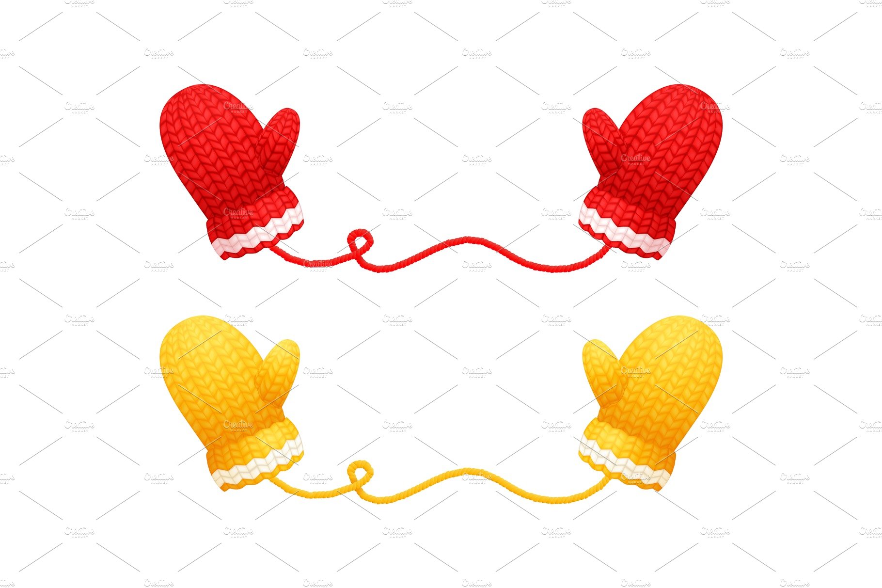 Chunky Knitted Gloves in Red Yellow cover image.