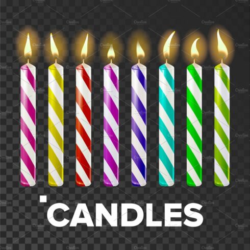 Candles Set Vector. Cake. Fire Light cover image.