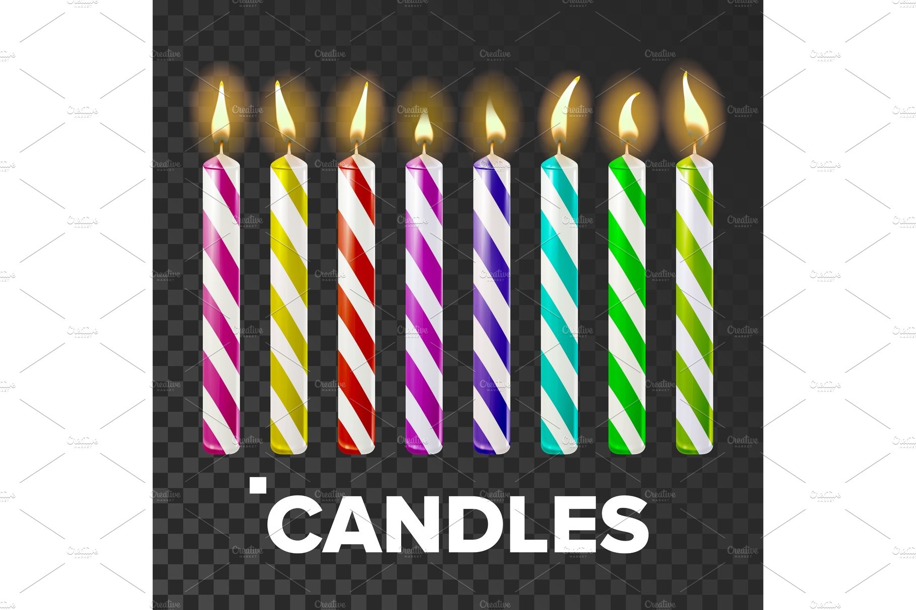 Candles Set Vector. Cake. Fire Light cover image.