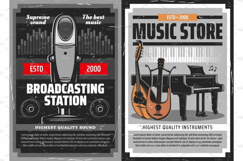 Radio broadcast, music instruments MasterBundles