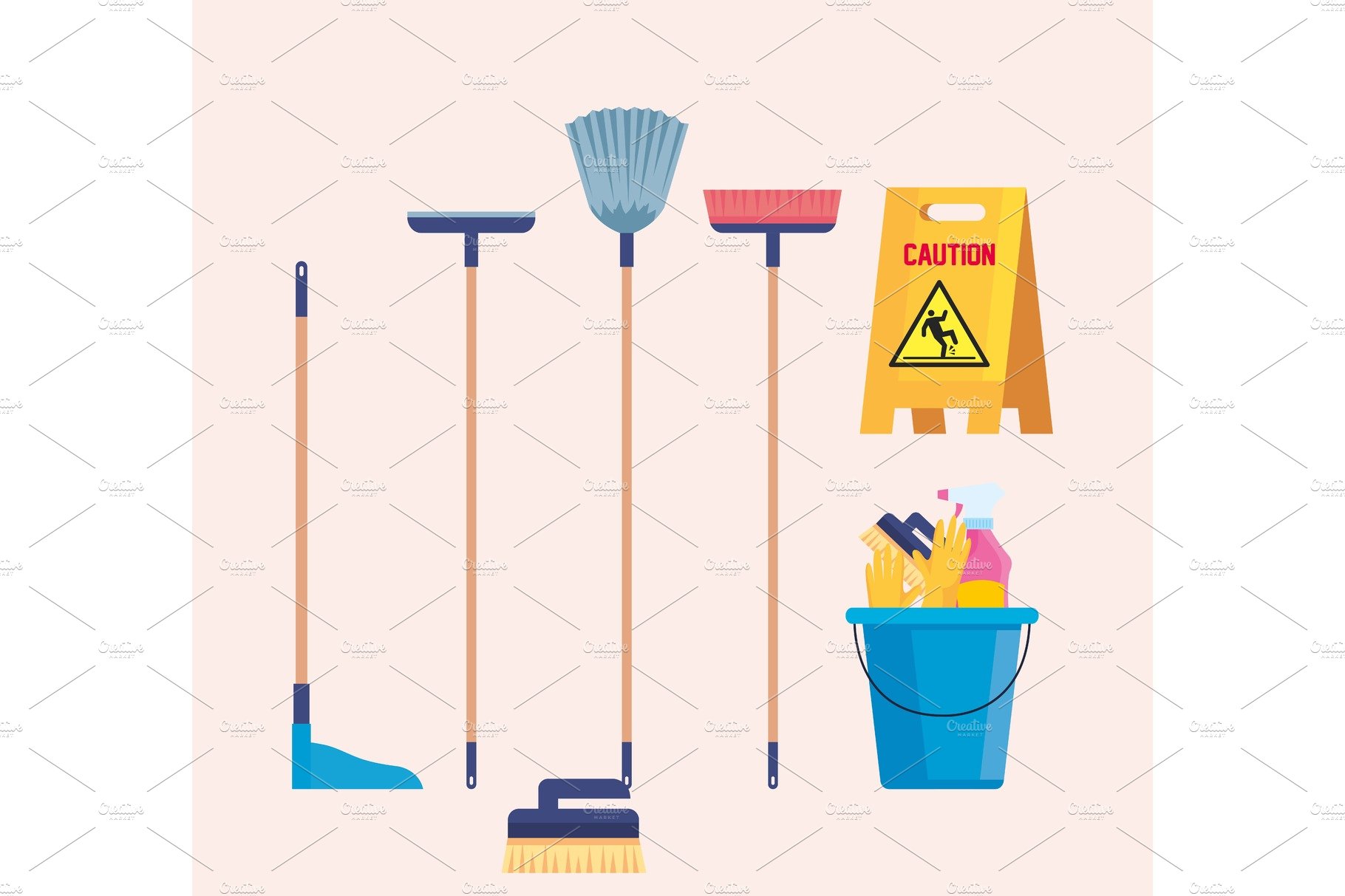 set of cleaning supplies icons cover image.