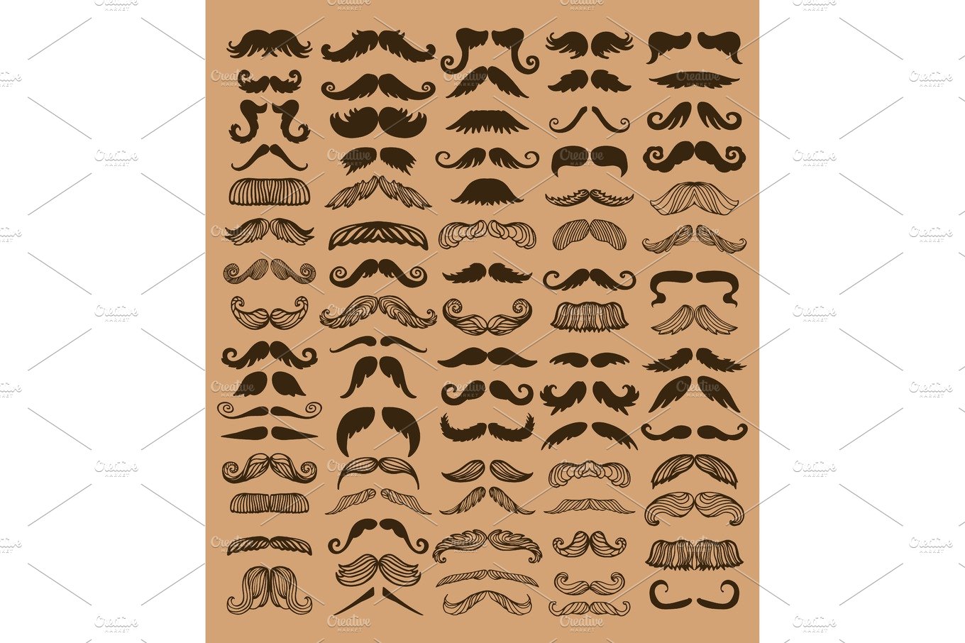 Vector mustache silhouette isolated cover image.