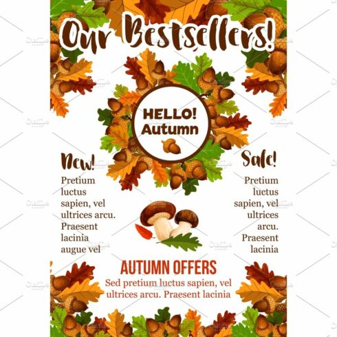 Autumn sale shopping fall vector seasonal poster cover image.