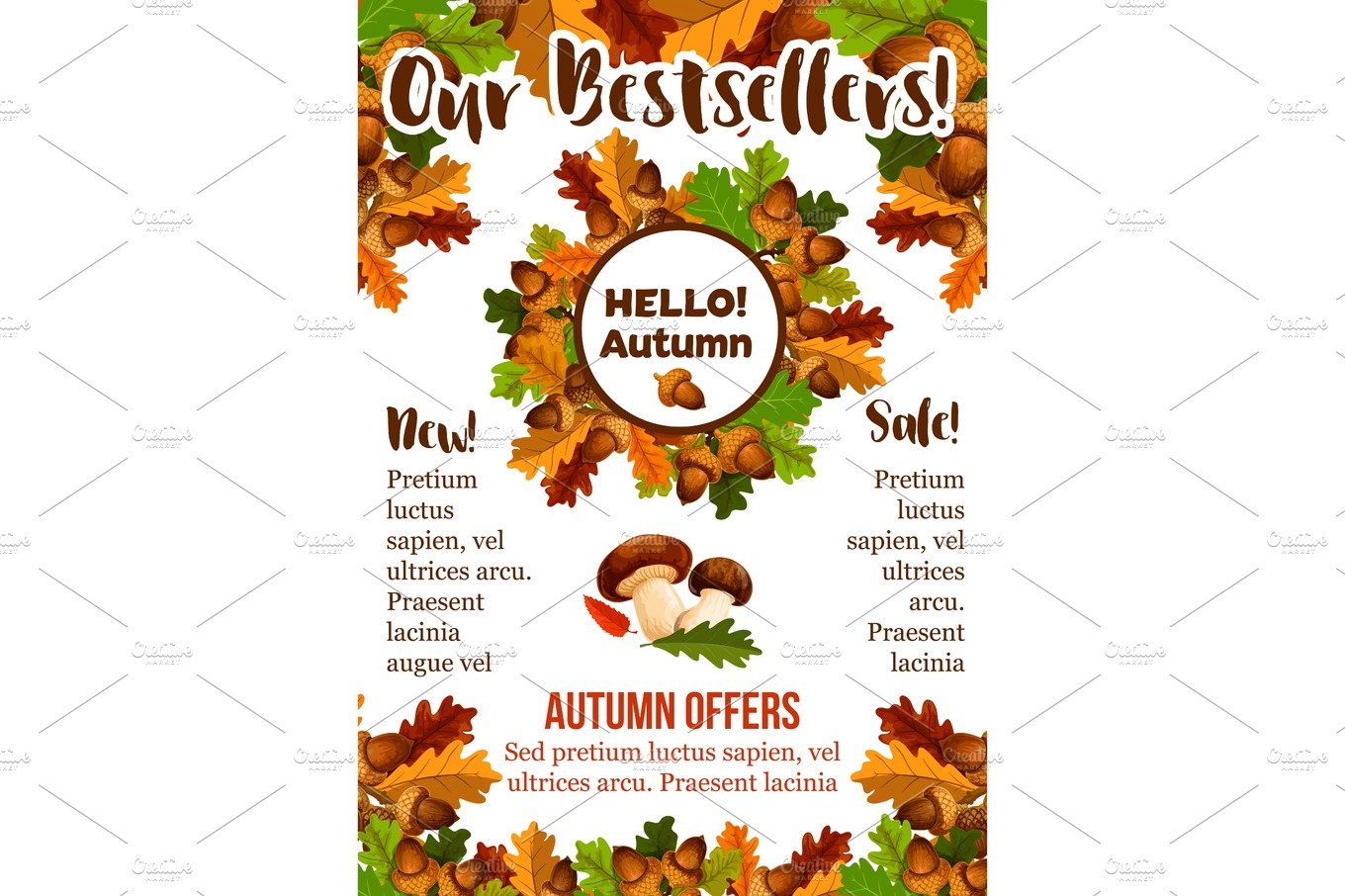 Autumn sale shopping fall vector seasonal poster cover image.