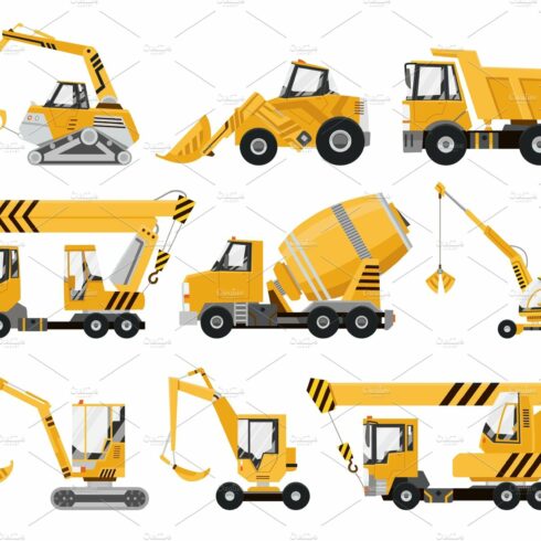Big set of construction equipment cover image.