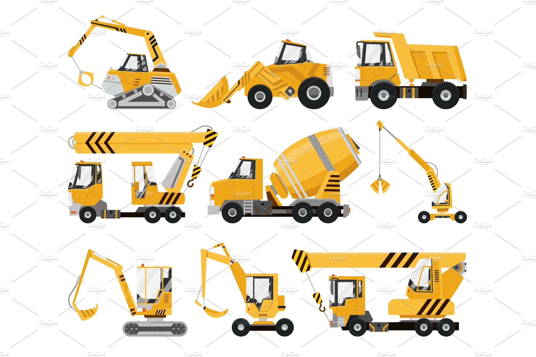 Big set of construction equipment cover image.