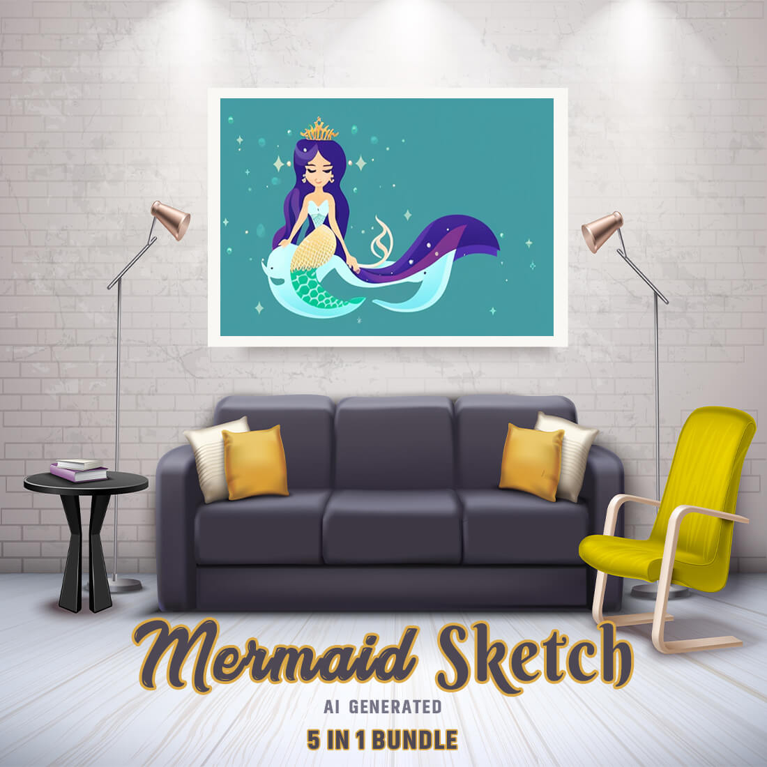 Free Creative & Cute Mermaid Watercolor Painting Art Vol 02 cover image.