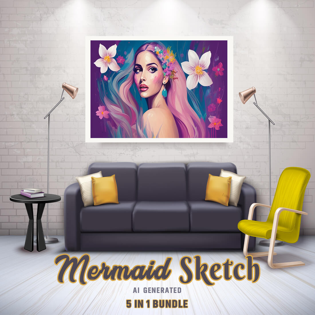 Free Creative & Cute Mermaid Watercolor Painting Art Vol 08 cover image.