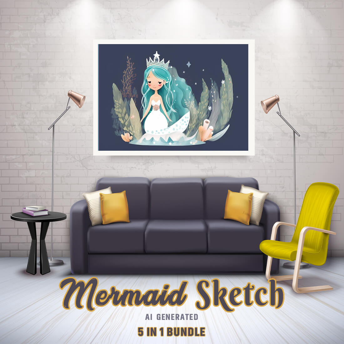 Free Creative & Cute Mermaid Watercolor Painting Art Vol 15 cover image.