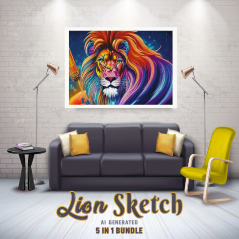 Free Creative & Cute Lion Watercolor Painting Art Vol 15 cover image.