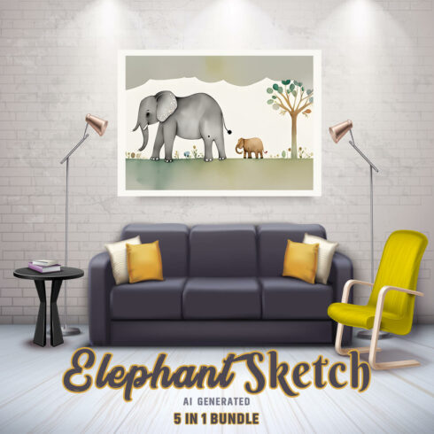 Free Creative & Cute Elephant Watercolor Painting Art Vol 13 cover image.