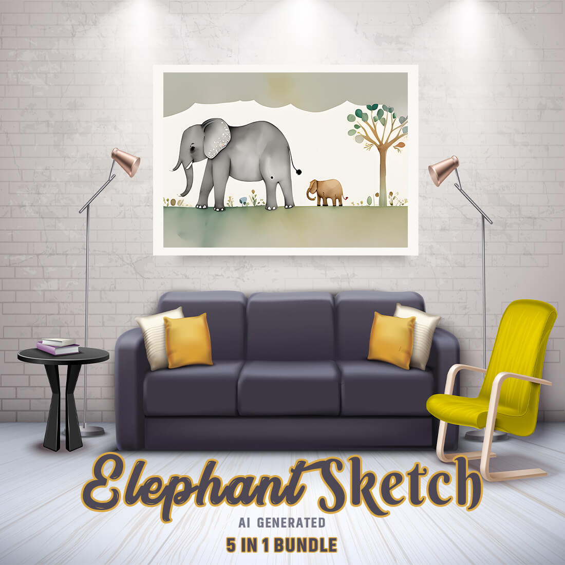 Free Creative & Cute Elephant Watercolor Painting Art Vol 13 cover image.